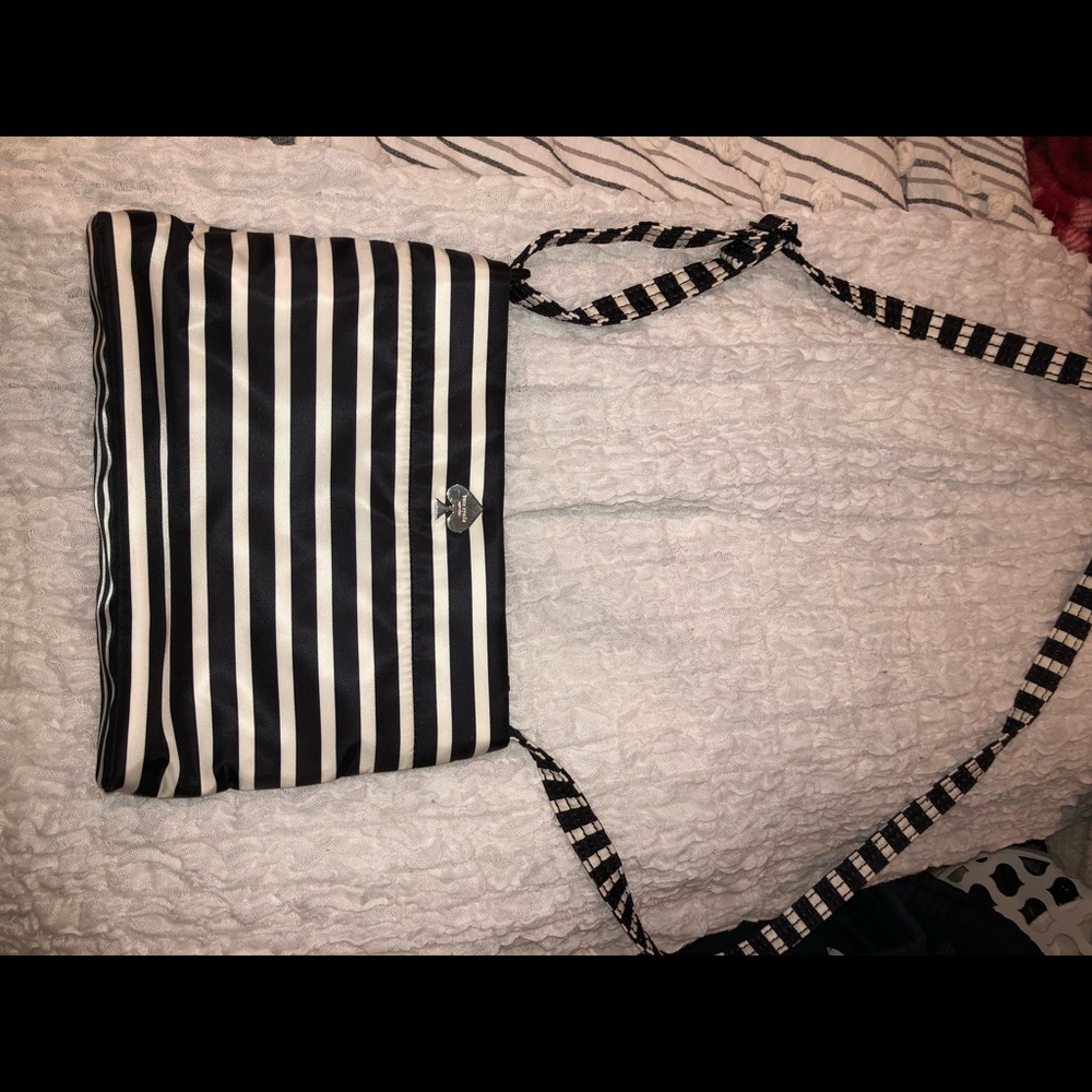 Kate Spade Nylon black and white striped crossbody